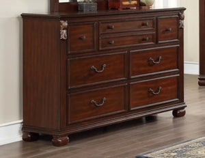 English Elm Traditional Dark Cherry Dresser with Carved Lion Claw Accents and Bun Feet Storage B011P448887