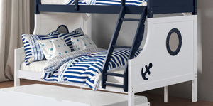 English Elm Twin Over Full Bunk Bed - Stylish Nautical Design With Safety Features, Storage Options & Trundle Ready B2741S00489-GIGA