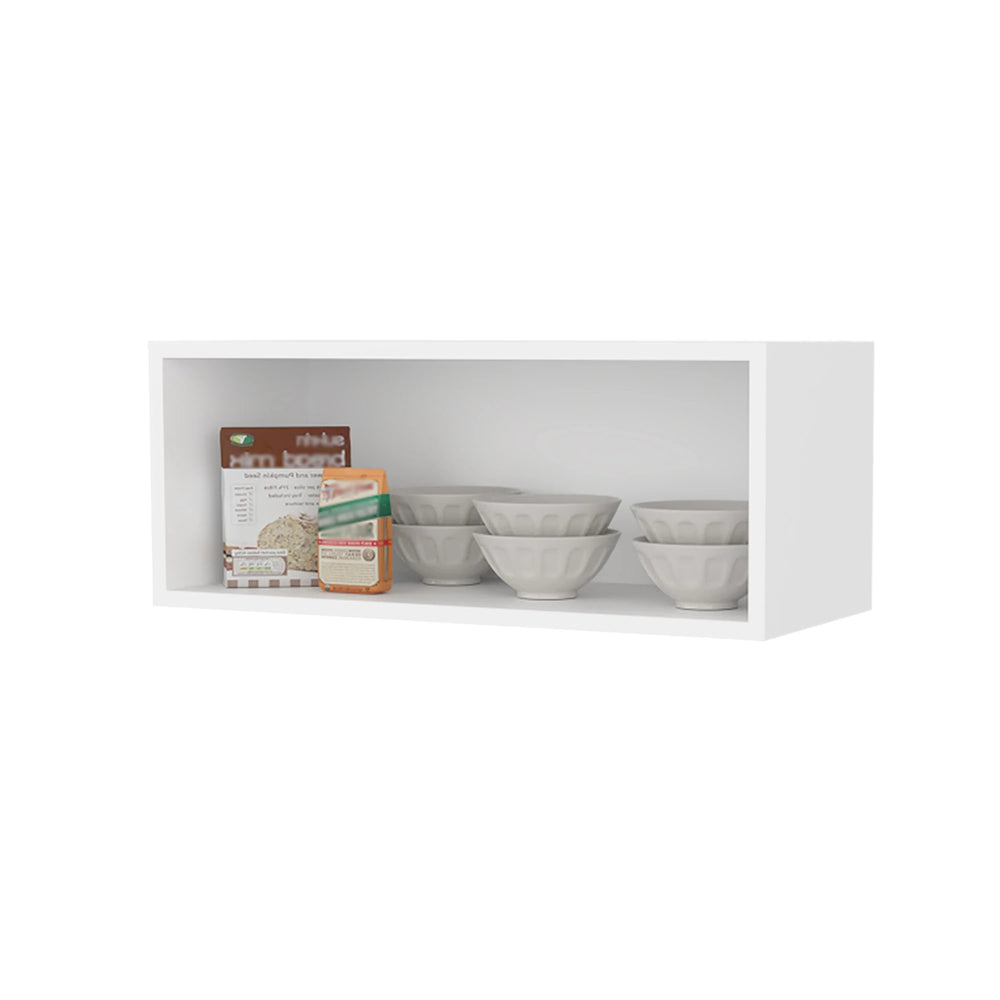 English Elm White White Rock Wall Cabinet with Open Storage, 30" Wide Melamine Scratch-Resistant Kitchen Organizer B062P323560