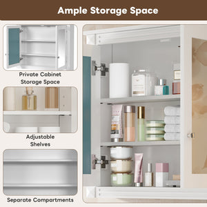 English Elm 36'' Wall Mounted Medicine Cabinet with Dual Mirrors Soft Close Doors Bathroom Storage White N710P371186K