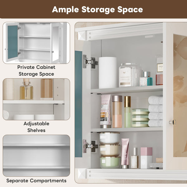 English Elm 36'' Wall Mounted Medicine Cabinet with Dual Mirrors Soft Close Doors Bathroom Storage White N710P371186K