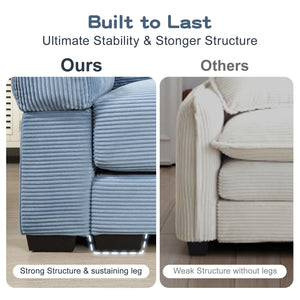 English Elm 130" Oversized Modular L-Shape Sectional Couch - Soft Corduroy, Ergonomic Design, Ottoman & 9 Pillows W714S01351