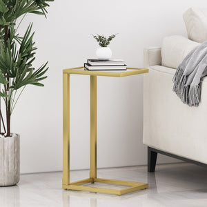 English Elm Christopher Knight Home® - END Gold C-Shape End Table with Tempered Glass Top, Iron Frame, Modern Glam Accent for Sofa and Bedroom 68989.00