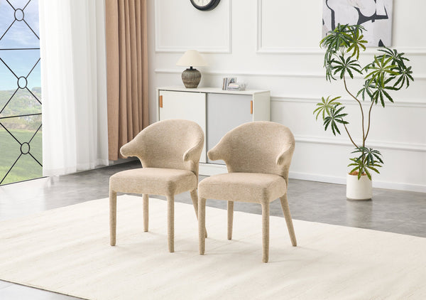 English Elm Modern Chenille Linen Accent Chair Sculptural Hollow Back Swivel Seat for Dining Vanity Khaki W3493P456190