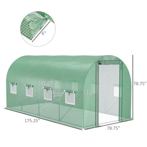 English Elm Outsunny Walk-in Hoop Greenhouse Steel Frame Pe Cover Ventilation for Year-round Growing W2225P217790