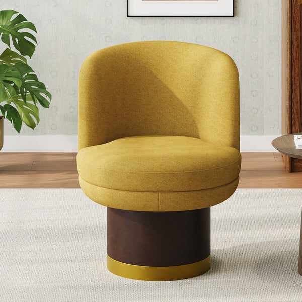 English Elm 360°swivel Chenille Barrel Chair Mid-century Round Seat for Living Room or Bedroom N763P331762L