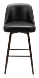 Keppel Swivel Barstool Black & Bronze 109975 Zuo Modern