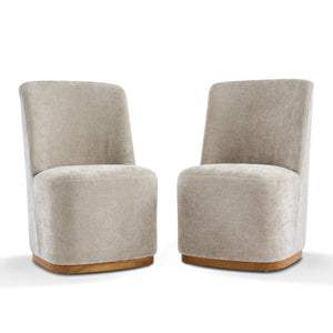 English Elm Indoor Upholstered Chenille Dining Chairs Set of 2 with High Back Rubberwood Base N779P370771O