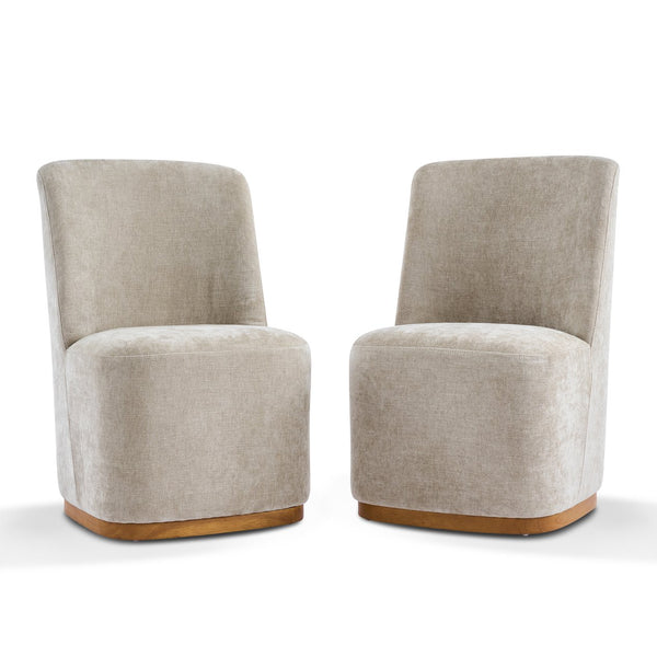English Elm Indoor Upholstered Chenille Dining Chairs Set of 2 with High Back Rubberwood Base N779P370771O