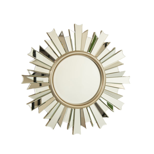 English Elm 26'' HenGis Mirror — Sunburst Silver Wall Mirror with PU Rays, Decorative Clear Center for Entryways and Living Rooms W2615P346492