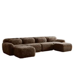 English Elm U-shaped Modular Sectional Sofa with Plush Fabric and High Resilience Foam for Living Rooms Chocolate W714S01546