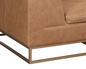 Sunpan IRA Sofa - Luxurious Camel Leather with Gold Base, Modern Design & Ultimate Comfort for Living Spaces 111478