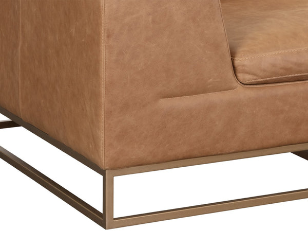 Sunpan IRA Sofa - Luxurious Camel Leather with Gold Base, Modern Design & Ultimate Comfort for Living Spaces 111478
