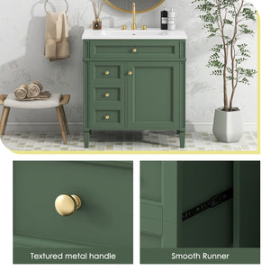 English Elm 30'' Modern Bathroom Vanity With Ceramic Sink, Ample Storage & Soft-Close Drawers For Elegance N710P206904F