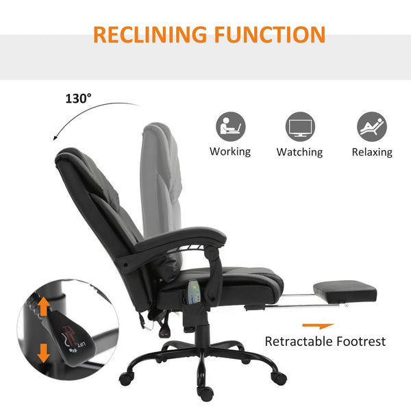 English Elm Vinsetto Ergonomic High Back Massage Office Chair With 6 Vibration Points And Adjustable Footrest W2225P217487-GIGA