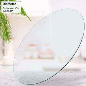 English Elm Size:53.94 Inch Round Tempered Glass Tabletop Polished Edge Dining or Studio Surface W1512P498587