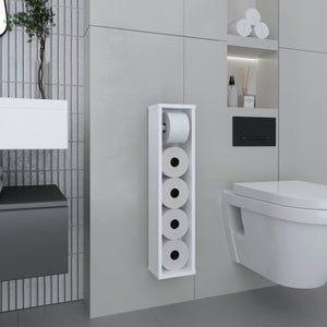 English Elm Bali Slim 28" Toilet Paper Holder with Six-Roll Storage and Top Shelf for Small Bathroom Spaces White 29.2 L x 7.1 W x 3.2 H B200P235859