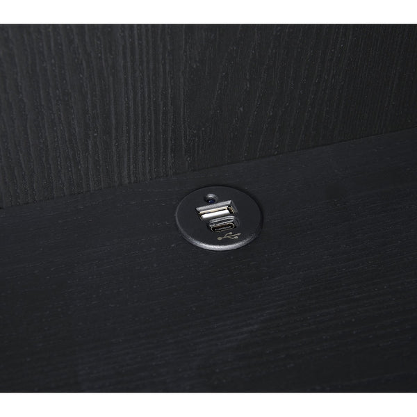 English Elm Geary Twin Bookcase Headboard Set with Nightstands Usb Charging Matte Finish Black B062S01695