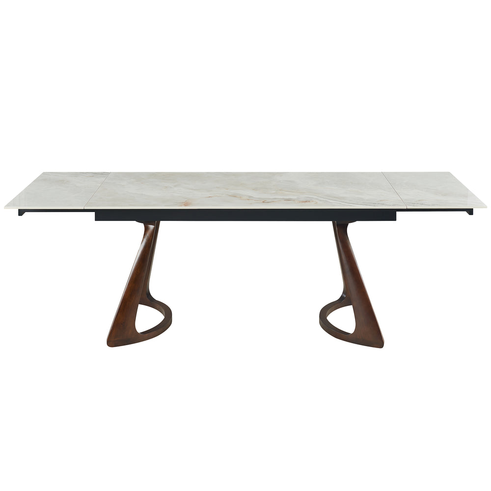 English Elm Retractable Sintered Stone Extendable Dining Table Seats Eight with Steel Base W5630S00001