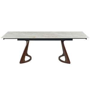 English Elm Retractable Sintered Stone Extendable Dining Table Seats Eight with Steel Base W5630S00001