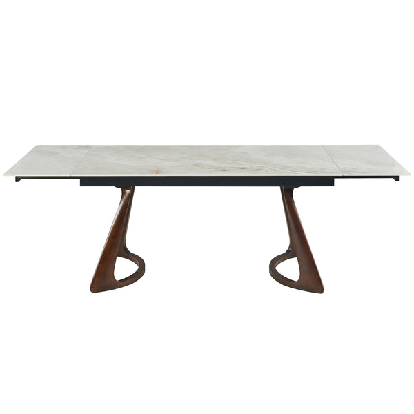 English Elm Retractable Sintered Stone Extendable Dining Table Seats Eight with Steel Base W5630S00001