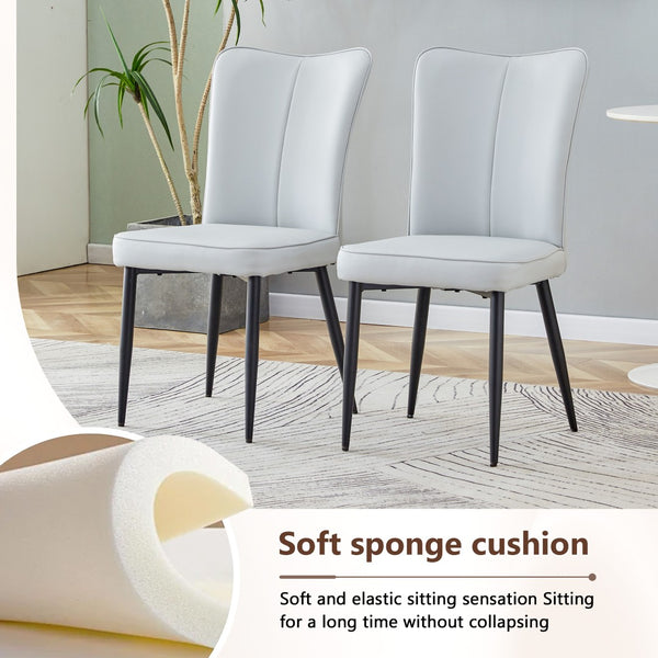 English Elm Table And Chair Set - 69.5" Modern Black Wood Dining Table With 4 Light Gray Pu Chairs For Style W1151S04312-GIGA