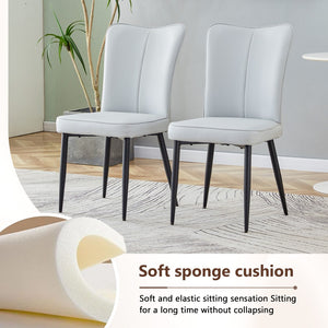 English Elm Table Set: Modern Black Wood Dining Table With 6 Light Gray Pu Chairs For Stylish, Comfortable Meals W1151S04313-GIGA