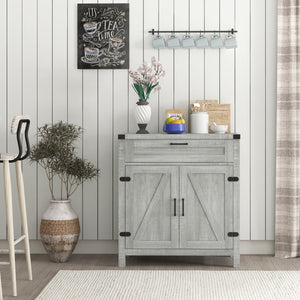 English Elm Homcom Modern Farmhouse Sideboard Buffet Cabinet With Storage Drawer & Barn Doors For Versatile Style W2225P229533