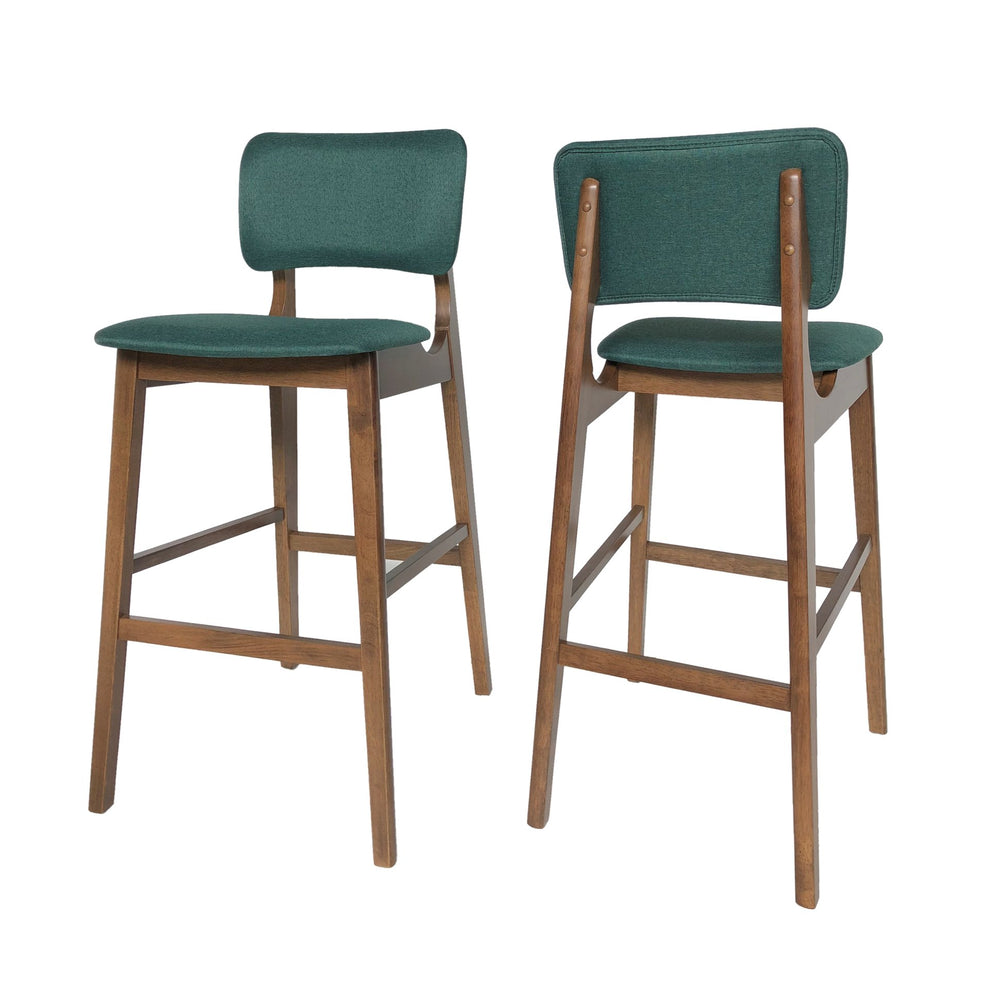 English Elm Bar Chairs Set of Two Solid Rubberwood Mid-century Modern Barstools for Kitchen Islands 63560.00DGRN