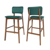 Christopher Knight Home® - Noble House - Fessenden 42" Wooden Bar Chair with Fabric Seats - Set of 2