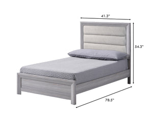 English Elm 1pc Twin Panel Bed with Plush Channel Tufted Headboard, Neutral Finish, Contemporary Frame, Easy Assembly Driftwood,Gray 44.8 L x 35 W x 6.1 H B2741S00208