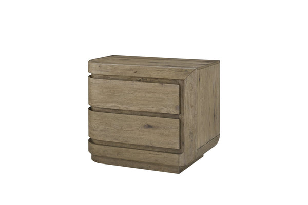English Elm Right Nightstand English Knotty Oak Veneer Solid Wood+MDF, 2 Self-Closing Drawers, USB Port, Cedar Freshness B2699P409529
