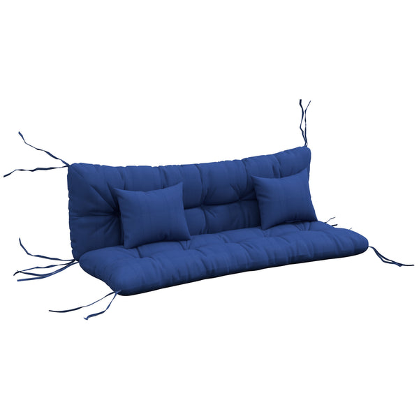 English Elm Outsunny Tufted Patio Bench Cushion Set Polyester Fill Water Resistant Outdoor Seat Blue W2225P174513