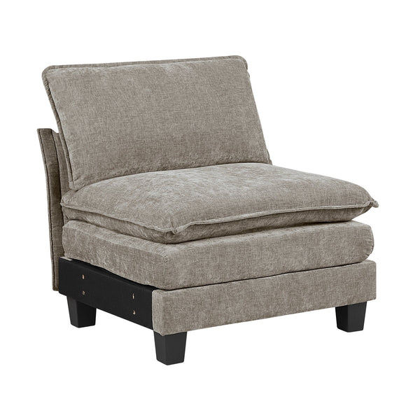 English Elm Modern Armless Chair Chenille Upholstery with Pocket Coil Support, Removable Covers, Plywood Frame, Chic Feet Brown+Gray,Pewter 34.5 L x 29 W x 8.5 H B011P353079