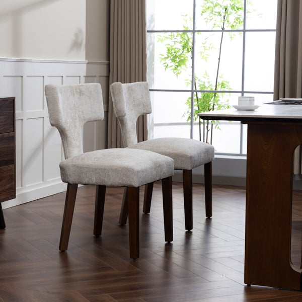 English Elm Mid Mid Century Modern Dining Chairs Set of 2 Upholstered Linen Accent Chairs with Solid Wood Frame, Ergonomic Support and Nailhead Trim Beige W794P335667