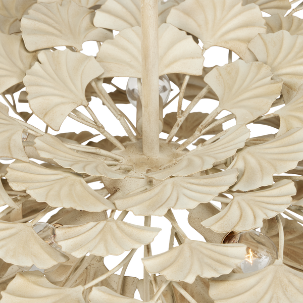 Maidenhair Cream Semi-Flush Mount Light Fixture - Nature-Inspired Design with Antique Pearl Finish