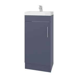 English Elm Madrid Blue Melamine Bathroom Vanity with 1 Door — Compact Durable Engineered Wood Storage for Small Spaces B128S00202