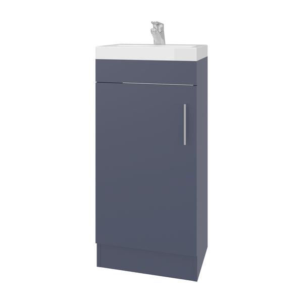 English Elm Madrid Blue Melamine Bathroom Vanity with 1 Door — Compact Durable Engineered Wood Storage for Small Spaces B128S00202