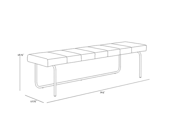 Sunpan CASIMIR Bench - Modern Minimalist Seating in Chacha Cream for Entryways & Living Spaces 108907