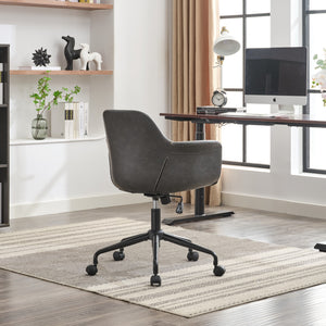 English Elm Mid-Century Minimalist Office Chair with Recline, Adjustable Ergonomic Support and Wide Stable Base Black W1143P173516