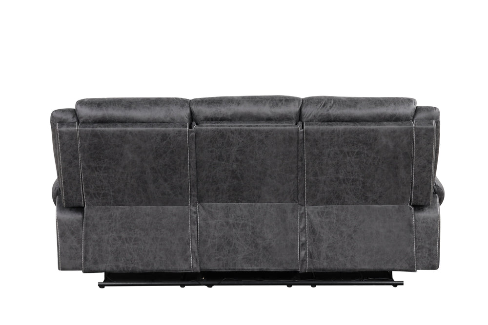 English Elm Zubaida Dark Gray Microfiber Power Motion Sofa w/USB Cup Holders & Drop-Down Table, Pocket Coil Recliner B2726P283311