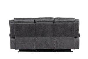 English Elm Zubaida Dark Gray Microfiber Power Motion Sofa w/USB Cup Holders & Drop-Down Table, Pocket Coil Recliner B2726P283311