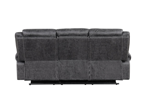 English Elm Zubaida Dark Gray Microfiber Power Motion Sofa w/USB Cup Holders & Drop-Down Table, Pocket Coil Recliner B2726P283311