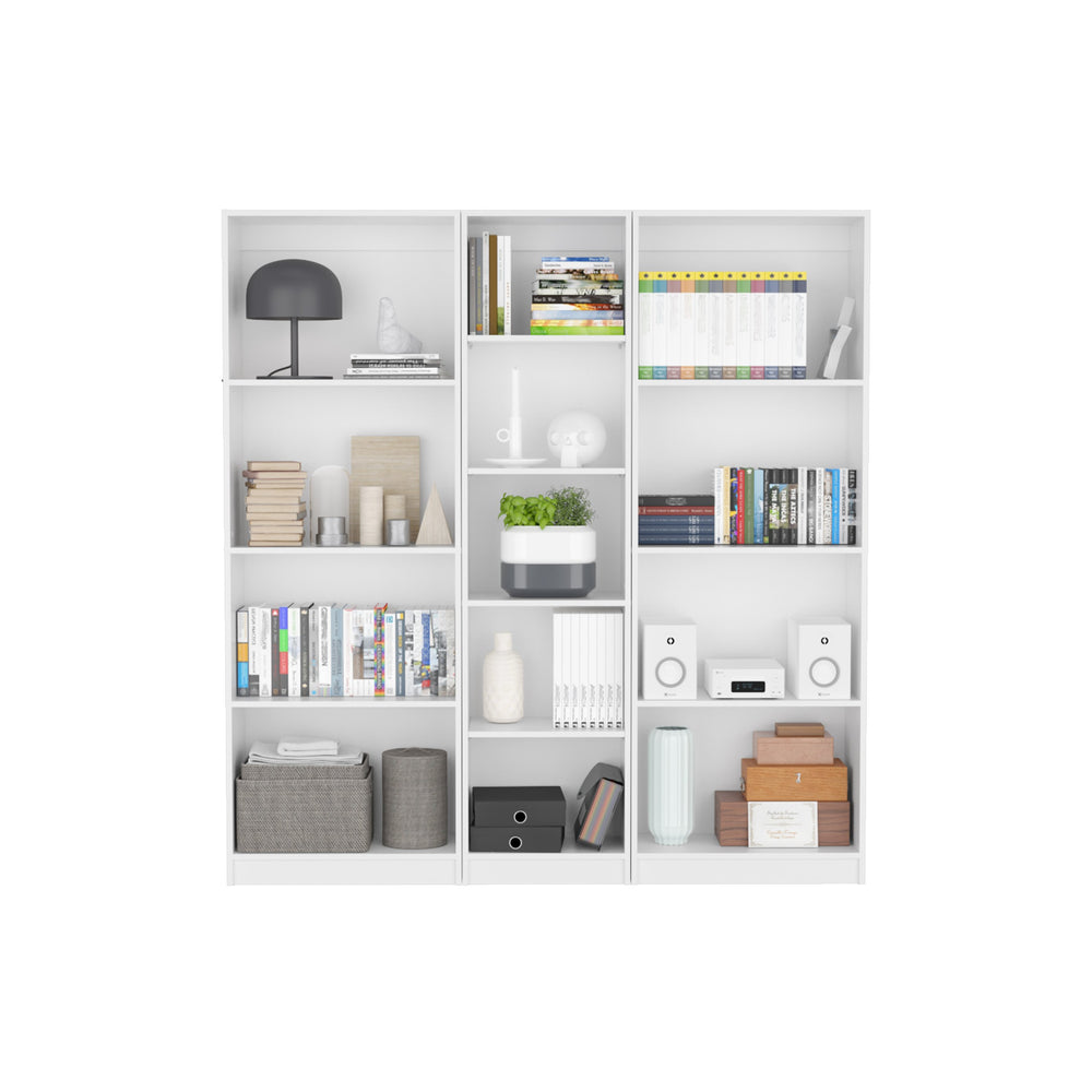 English Elm Durant 3 Piece Home Bookcase Set with 13 Shelves, Modern Matt Finish, Versatile Living Room Storage White 41 L x 28 W x 5 H B070S00273