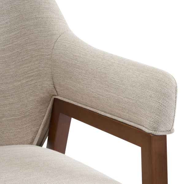 English Elm Modern Rubberwood Dining Chair Set Sculptural Curved Back Upholstered Seat Walnut Frame N768P391131B
