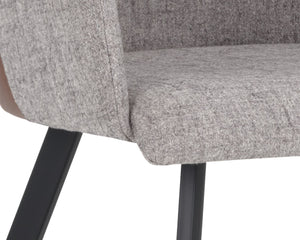 Sunpan GRIFFIN Dining Armchair - Elegant Two-Tone November Grey & Bravo Cognac for Modern Spaces 105083