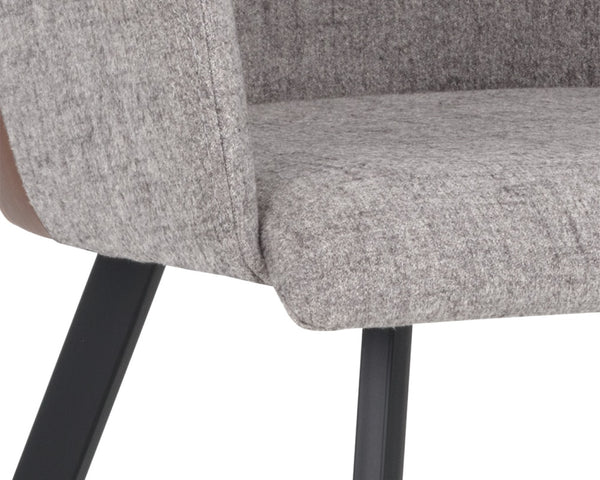 Sunpan GRIFFIN Dining Armchair - Elegant Two-Tone November Grey & Bravo Cognac for Modern Spaces 105083