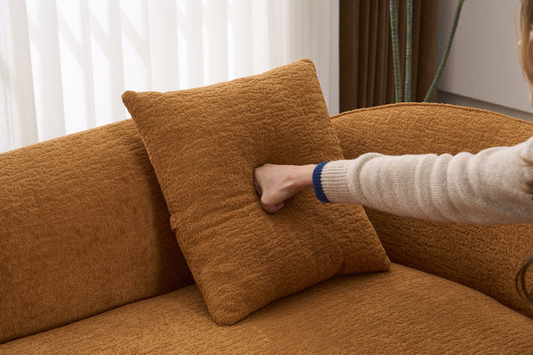 English Elm Ly-048 Sculpted Chenille Chaise Lounge Convertible Sleeper Sofa for Modern Living Spaces Orange W2231P401727