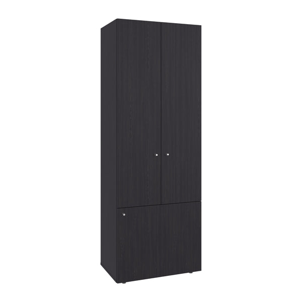 English Elm Home 3 Door Closet System with Hanging Rod, Fixed Shelves, Engineered Wood Storage for Small Spaces B200P350346