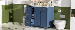 English Elm 36" Modern Bathroom Vanity with Ceramic Sink, Soft-Close Doors, Double-Layer Drawer & Storage Elegance Blue N729P289163C